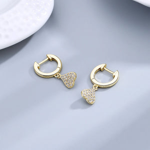 925 Silver Loved Heart Zircon Drop Earrings for Women
