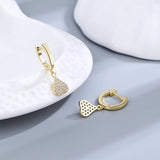 925 Silver Loved Heart Zircon Drop Earrings for Women
