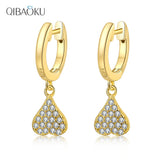 925 Silver Loved Heart Zircon Drop Earrings for Women