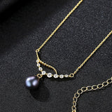925 Silver Necklace Cubic Zircon Freshwater Pearl Pendant Jewelry