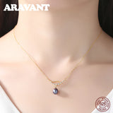 925 Silver Necklace Cubic Zircon Freshwater Pearl Pendant Jewelry
