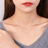 925 Silver V-Shaped Necklace Pav? Zircon Women Charm Jewelry