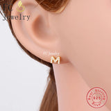 925 Silver A-Z Letter Beads Earrings Women Stud Hypoallergenic Brincos