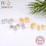 925 Silver A-Z Letter Beads Earrings Women Stud Hypoallergenic Brincos