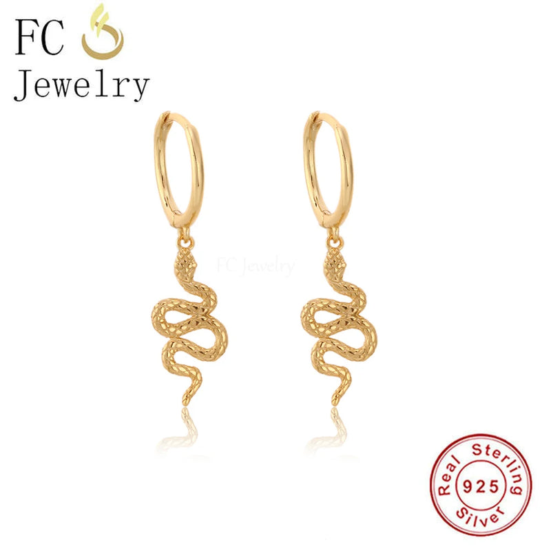 925 Silver Gothic Snake Hoop Earring for Women