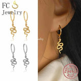 925 Silver Gothic Snake Hoop Earring for Women