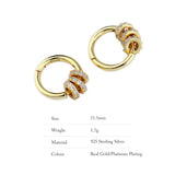 925 Silver Plated Earrings Round Removable Ear Buckle Jewelry