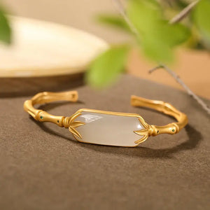 925 Silver Plated Jade Bamboo Bracelet