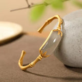 925 Silver Plated Jade Bamboo Bracelet