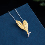 925 Silver Plated Leaf Necklace Chinese Style Pendant Necklaces for Women