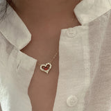 925 Sterling Silver Gold-Plated Love Necklace Inlaid Zircon Pendant