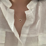 925 Sterling Silver Gold-Plated Love Necklace Inlaid Zircon Pendant