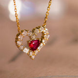 925 Sterling Silver Gold-Plated Love Necklace Inlaid Zircon Pendant