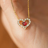 925 Sterling Silver Gold-Plated Love Necklace Inlaid Zircon Pendant