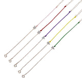 925 Silver Plated Pink Thread Bracelet Women Colorful Rope Chain