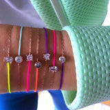 925 Silver Plated Pink Thread Bracelet Women Colorful Rope Chain