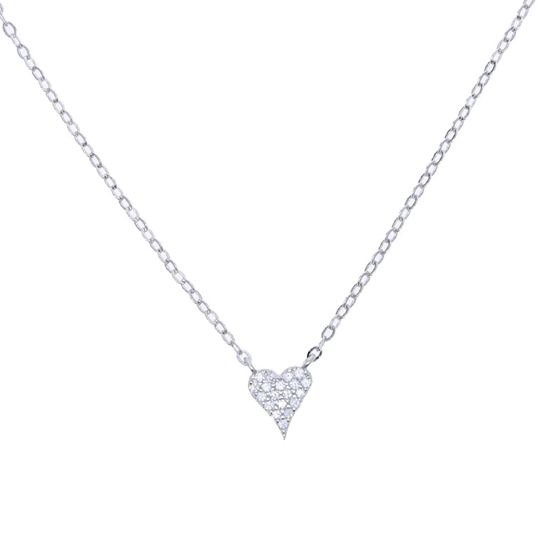 925 Silver Plated Micro Pave CZ Heart Promise Valentines Gift Jewelry