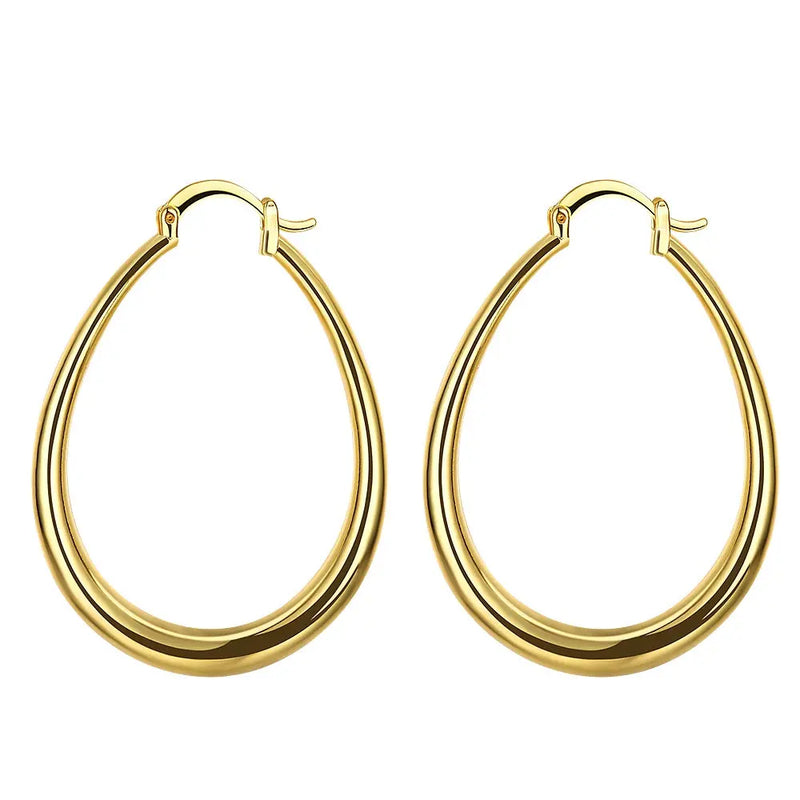 925 Silver Gold/Rose/Silver 44MM U Hoop Earrings Woman Lady Gift Statement