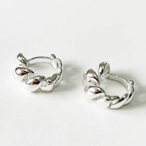 925 Silver Small Hoop Earrings Twisted Croissant Piercing