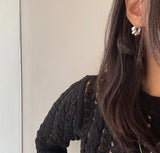 925 Silver Small Hoop Earrings Twisted Croissant Piercing