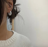 925 Silver Small Hoop Earrings Twisted Croissant Piercing