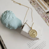 925 Silver Eye Pendant Necklace Coin Choker Short Chain Lucky Jewelry