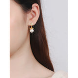 925 Sterling Silver Banana Leaf Pearl Earrings