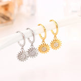 925 Silver Family Tree Pearl Sunflower Stud Earrings