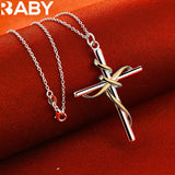 925 Silver Cross Pendant Necklace For Men Women 18-30 Inch Chain