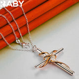 925 Silver Cross Pendant Necklace For Men Women 18-30 Inch Chain