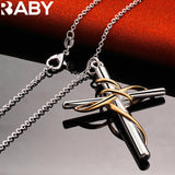 925 Silver Cross Pendant Necklace For Men Women 18-30 Inch Chain