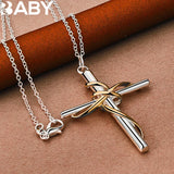 925 Silver Cross Pendant Necklace For Men Women 18-30 Inch Chain