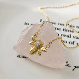 925 Sterling Silver Golden Bee Pendant Clavicle Chain Necklace Women