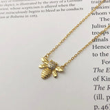 925 Sterling Silver Golden Bee Pendant Clavicle Chain Necklace Women