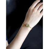 925 Silver Golden Bracelet with Hetian Jade Buckle