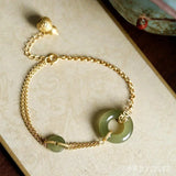 925 Silver Golden Bracelet with Hetian Jade Buckle