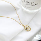 925 Silver Coin Pendant Necklace Engraved English Letter Vintage Personality