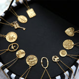 925 Silver Coin Pendant Necklace Engraved English Letter Vintage Personality