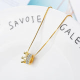 925 Silver Crown Necklace Golden for Women Wedding Party