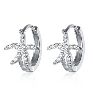925 Silver Star Pendant Hoop Earrings for Women Girl Small Ear Jewelry