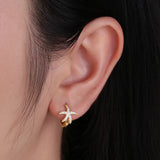 925 Silver Star Pendant Hoop Earrings for Women Girl Small Ear Jewelry