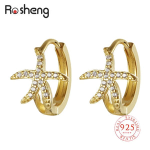 925 Silver Star Pendant Hoop Earrings for Women Girl Small Ear Jewelry