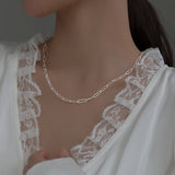 925 Silver Golden Geometric Necklace Chain Women Clavicle Ornaments Gift