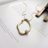 925 Silver Golden Circle Pendant Necklace With Pearls Girls Jewelry
