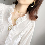 925 Silver Golden Circle Pendant Necklace With Pearls Girls Jewelry