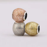 925 Silver Glitter Ball Bead Charm Bracelet Bangle DIY Jewelry