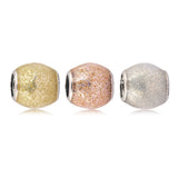 925 Silver Glitter Ball Bead Charm Bracelet Bangle DIY Jewelry