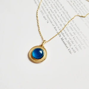 925 Silver Golden Wild Glass Stone Pendant Necklace for Women