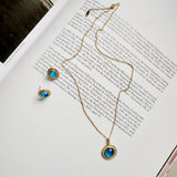 925 Silver Golden Wild Glass Stone Pendant Necklace for Women