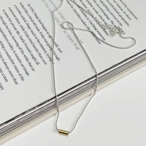 925 Silver Tube Bead Pendant Necklace